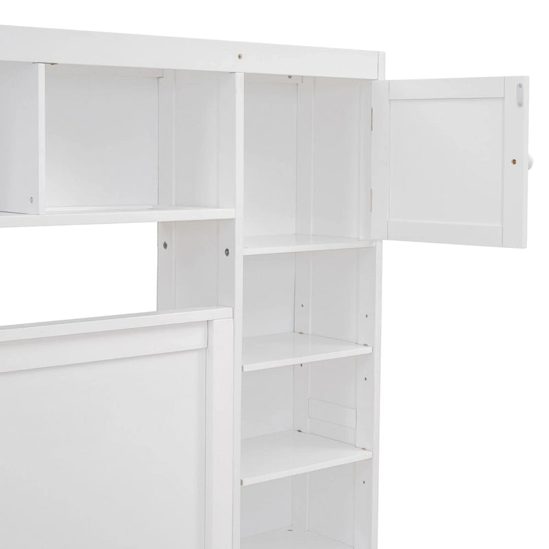 Lit en bois Queen size Nestfair avec armoire tout-en-un