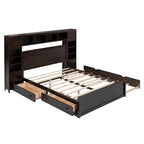 Lit en bois Queen size Nestfair avec armoire tout-en-un