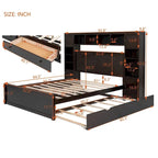 Lit en bois Queen size Nestfair avec armoire tout-en-un