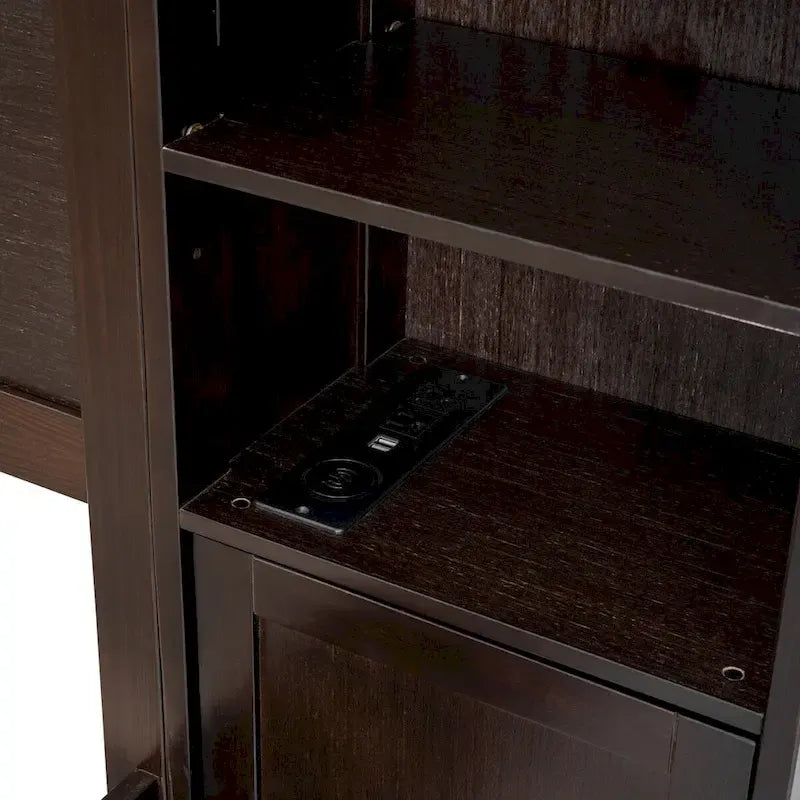 Lit en bois Queen size Nestfair avec armoire tout-en-un