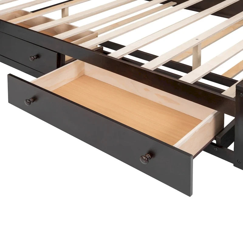Lit en bois Queen size Nestfair avec armoire tout-en-un