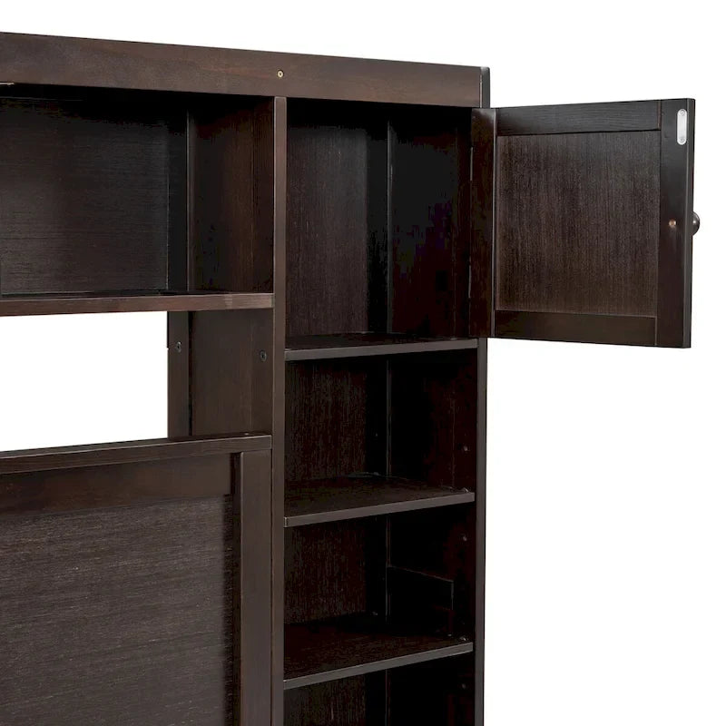 Lit en bois Queen size Nestfair avec armoire tout-en-un