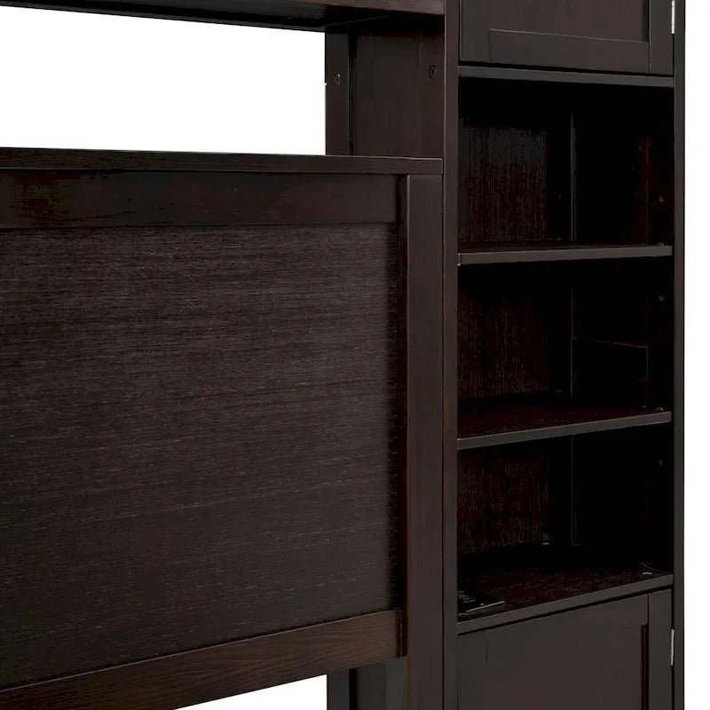 Lit en bois Queen size Nestfair avec armoire tout-en-un