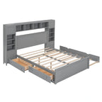 Lit en bois Queen size Nestfair avec armoire tout-en-un
