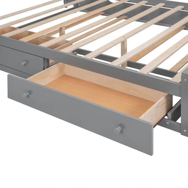 Lit en bois Queen size Nestfair avec armoire tout-en-un
