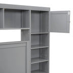 Lit en bois Queen size Nestfair avec armoire tout-en-un