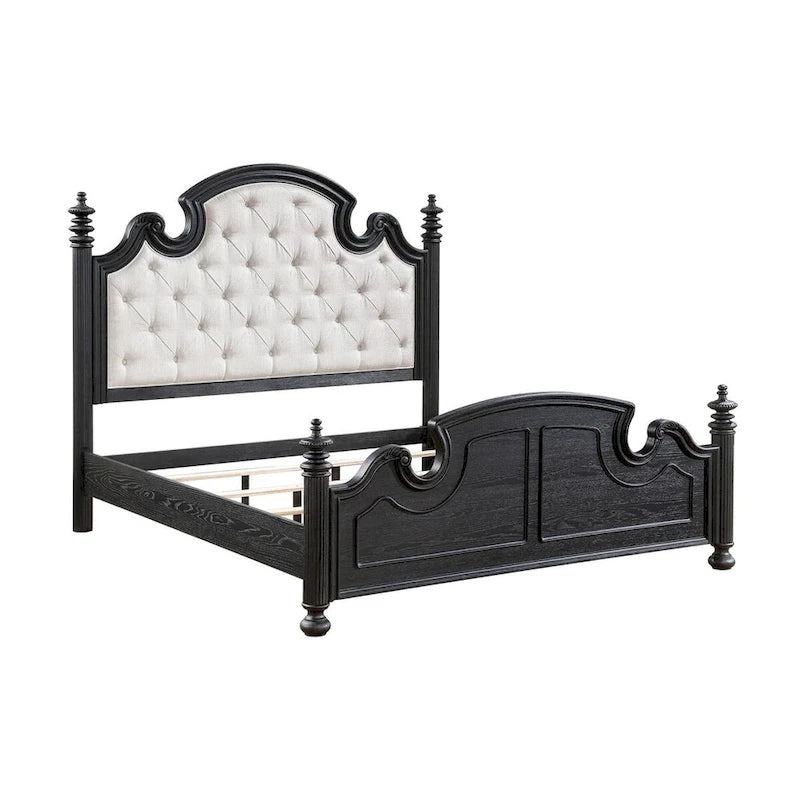 Ensemble de chambre à coucher 5 pièces Taylor Black, capitonné et rembourré