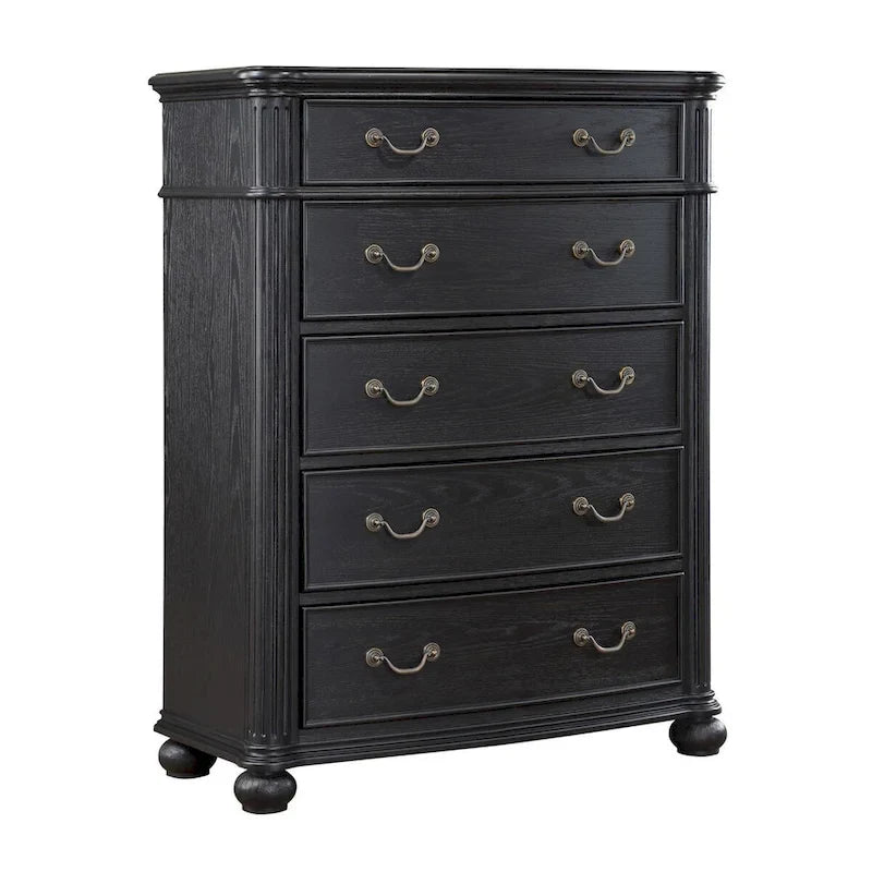 Ensemble de chambre à coucher 5 pièces Taylor Black, capitonné et rembourré