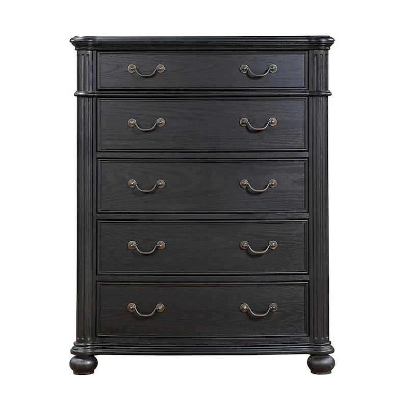 Ensemble de chambre à coucher 5 pièces Taylor Black, capitonné et rembourré