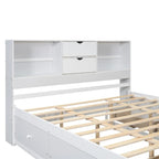 Lit plateforme double avec tête de lit de rangement et 8 tiroirs