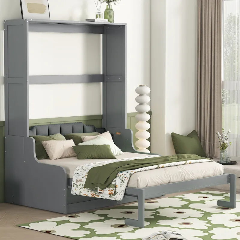 Lit escamotable en bois avec coussin – Lit rabattable peu encombrant
