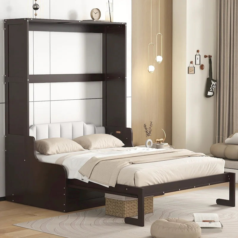 Lit escamotable en bois avec coussin – Lit rabattable peu encombrant