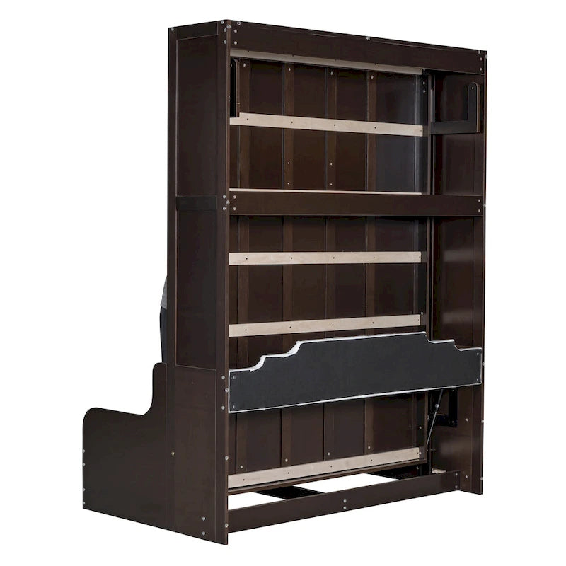 Lit escamotable en bois avec coussin – Lit rabattable peu encombrant