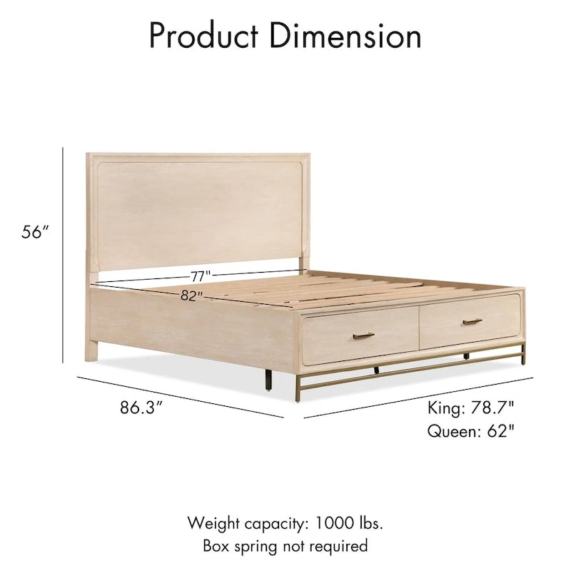 Ensemble de chambre à coucher 4 pièces en bois massif chêne Drayden Transitional