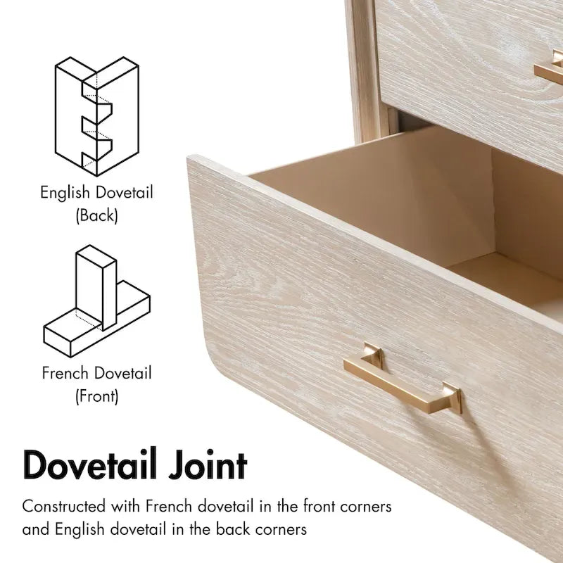Ensemble de chambre à coucher 4 pièces en bois massif chêne Drayden Transitional