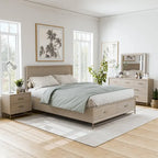 Ensemble de chambre à coucher 4 pièces en bois massif chêne Drayden Transitional