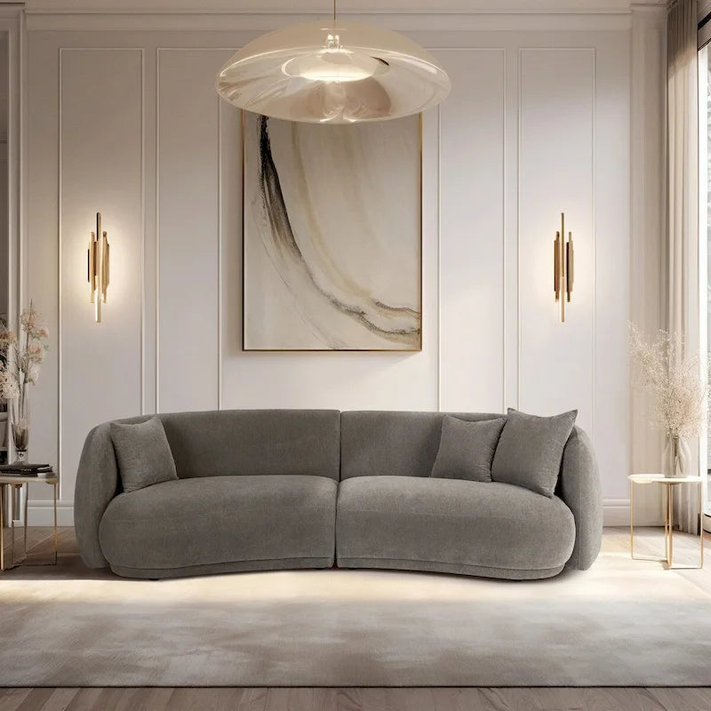 Canapé d'angle rectangulaire moderne 4 places Sagebrook Home, neutre - 117 x 49 x 31