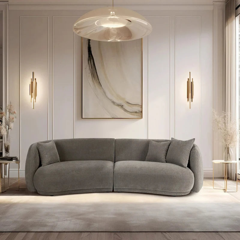 Sagebrook Home Neutral Modern 4 Seat Rectangle Curved Sofa - 117 x 49 x 31