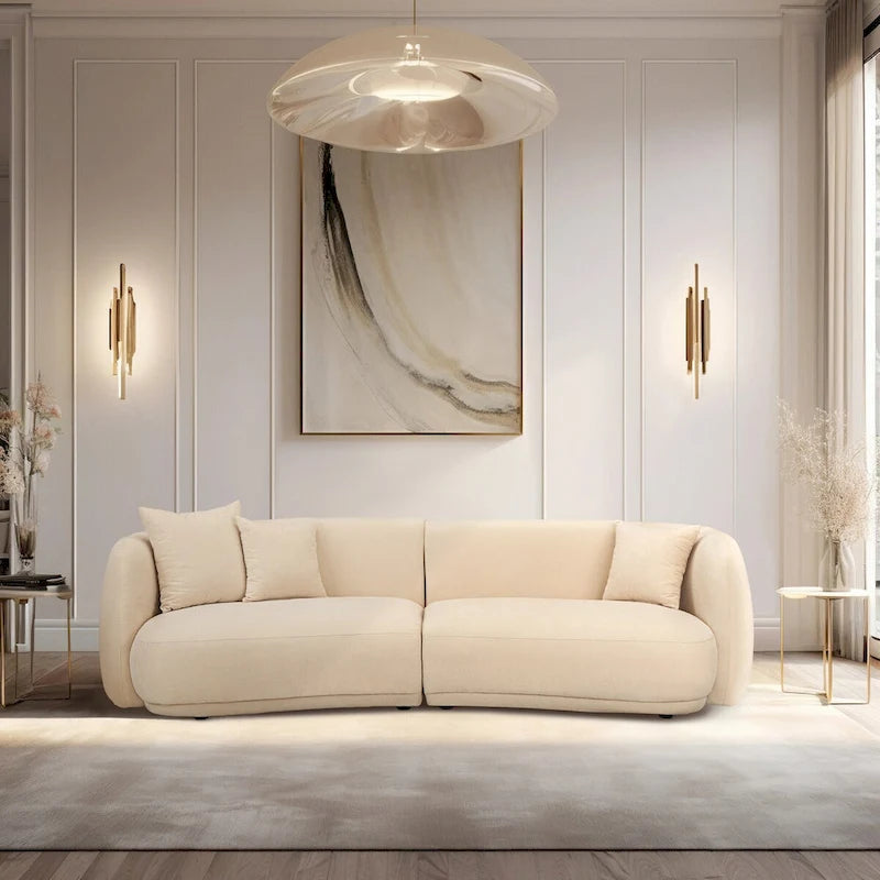 Canapé d'angle rectangulaire moderne 4 places Sagebrook Home, neutre - 117 x 49 x 31