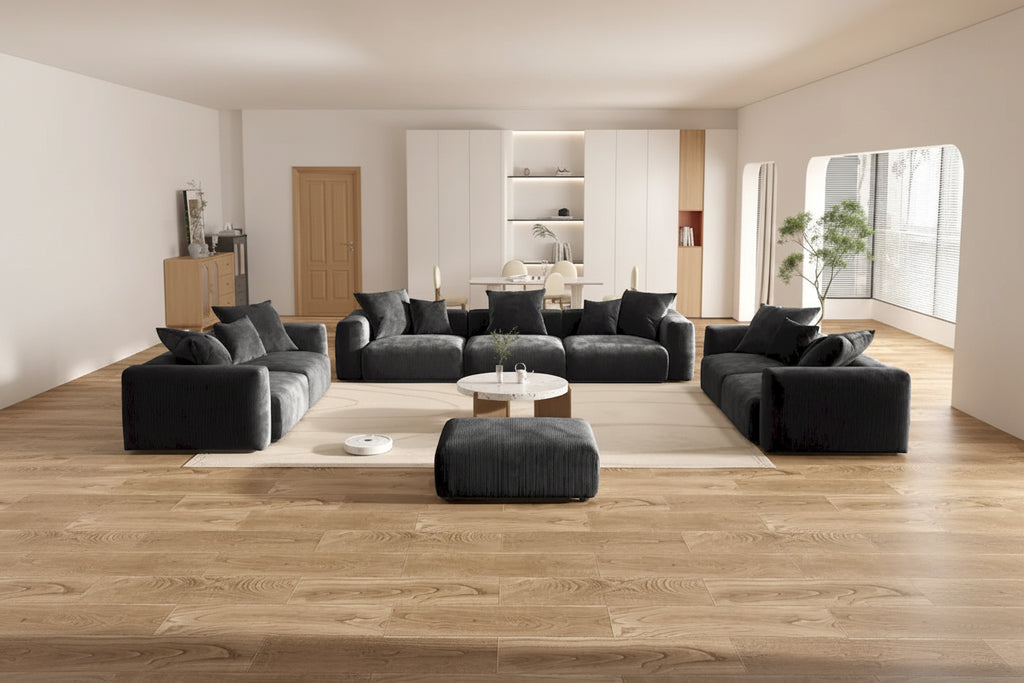 Oversized Corduroy Fabrics Sectional Sofa Set