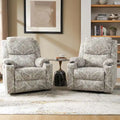 Fauteuil inclinable releveur chauffant traditionnel à motifs floraux avec double moteur et massage – Lot de 2