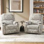 Fauteuil inclinable releveur chauffant traditionnel à motifs floraux avec double moteur et massage – Lot de 2
