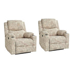 Fauteuil inclinable releveur chauffant traditionnel à motifs floraux avec double moteur et massage – Lot de 2