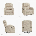Fauteuil inclinable releveur chauffant traditionnel à motifs floraux avec double moteur et massage – Lot de 2