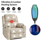 Fauteuil inclinable releveur chauffant traditionnel à motifs floraux avec double moteur et massage – Lot de 2