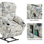Fauteuil inclinable releveur chauffant traditionnel à motifs floraux avec double moteur et massage – Lot de 2
