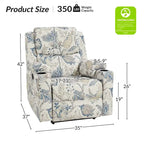Fauteuil inclinable releveur chauffant traditionnel à motifs floraux avec double moteur et massage – Lot de 2