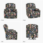 Fauteuil inclinable releveur chauffant traditionnel à motifs floraux avec double moteur et massage – Lot de 2