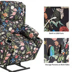 Fauteuil inclinable releveur chauffant traditionnel à motifs floraux avec double moteur et massage – Lot de 2