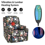 Fauteuil inclinable releveur chauffant traditionnel à motifs floraux avec double moteur et massage – Lot de 2