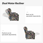 Fauteuil inclinable releveur chauffant traditionnel à motifs floraux avec double moteur et massage – Lot de 2