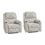 Fauteuil inclinable releveur chauffant traditionnel à motifs floraux avec double moteur et massage – Lot de 2