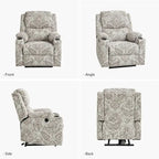 Fauteuil inclinable releveur chauffant traditionnel à motifs floraux avec double moteur et massage – Lot de 2