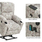 Fauteuil inclinable releveur chauffant traditionnel à motifs floraux avec double moteur et massage – Lot de 2