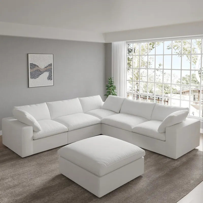 Lit plateforme rembourré avec tête de lit capitonnée à oreilles – Pièce maîtresse de chambre moderne