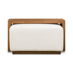 Pouf en cuir avec table ajustable en noyer