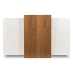 Pouf en cuir avec table ajustable en noyer