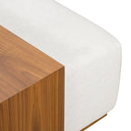 Pouf en cuir avec table ajustable en noyer