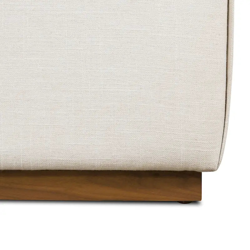 Pouf en cuir avec table ajustable en noyer