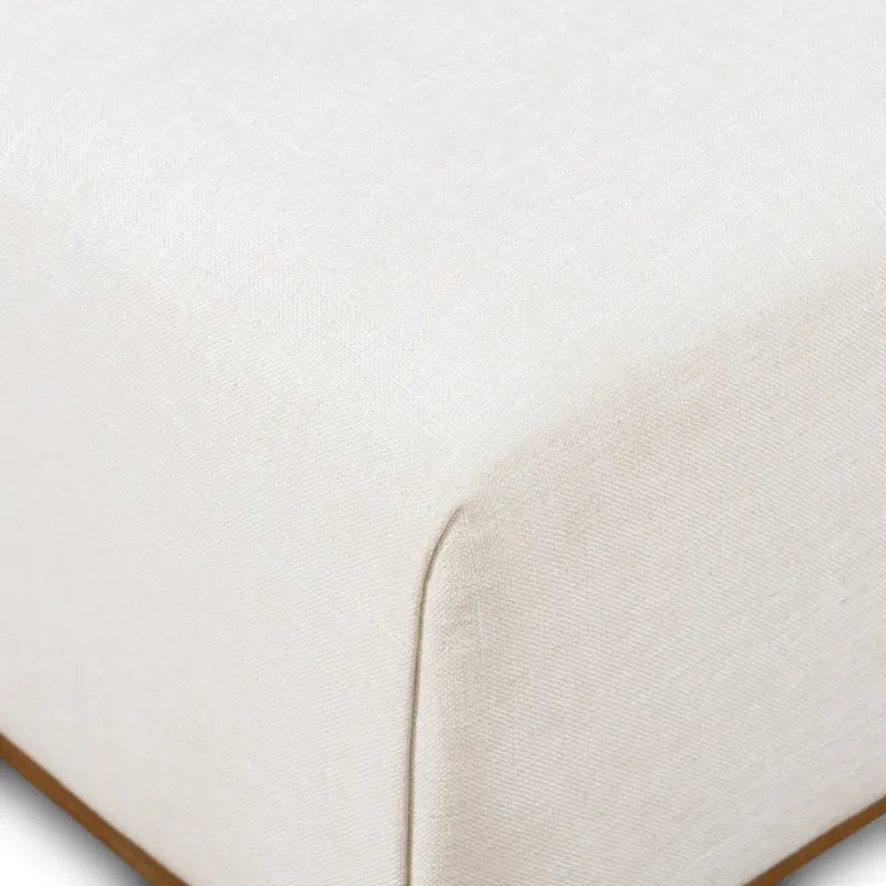 Pouf en cuir avec table ajustable en noyer