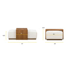 Pouf en cuir avec table ajustable en noyer
