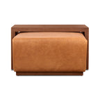 Pouf en cuir avec table ajustable en noyer