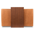 Pouf en cuir avec table ajustable en noyer