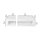 Lot de 2 tables basses Jack, 2 niveaux, verre trempé, laque blanche