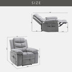 Fauteuil inclinable électrique gris clair avec massage et chaleur