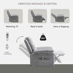 Fauteuil inclinable électrique gris clair avec massage et chaleur